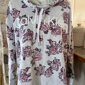 Calvin Klein Gray Oversized Long Sleeve Cowl Neck  Sweatshirt